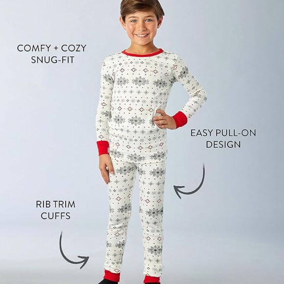 HonestBaby Unisex Kids Holiday Pajamas Sz L - Picture 2 of 7